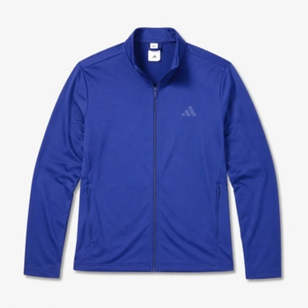 adidas Track Jacket Mens M Blue Full Zip Stand Collar Zip Pockets